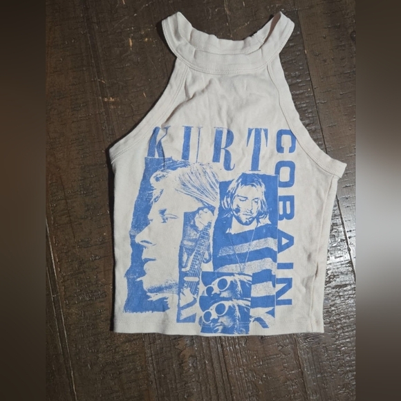 XS Y2k Graphic Grunge Band Tank Nirvana Kurt Cobain Rock Concert Semi-cropped - Picture 2 of 2